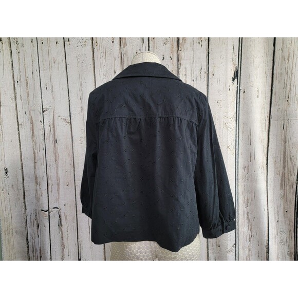 ALK Women's Large Style & Co Black Two Button Eyelet Blouse Jacket Blazer Coat - Picture 5 of 9